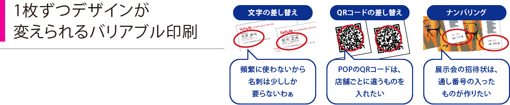 1枚ずつデザインが変えられるバリアブル印刷